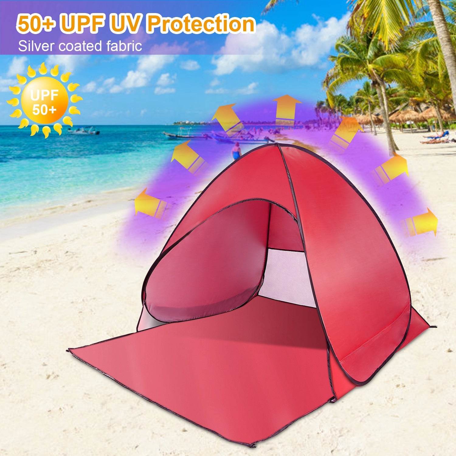 mlnshops Red Beach Tent Anti-UV Sun Shade Shelter