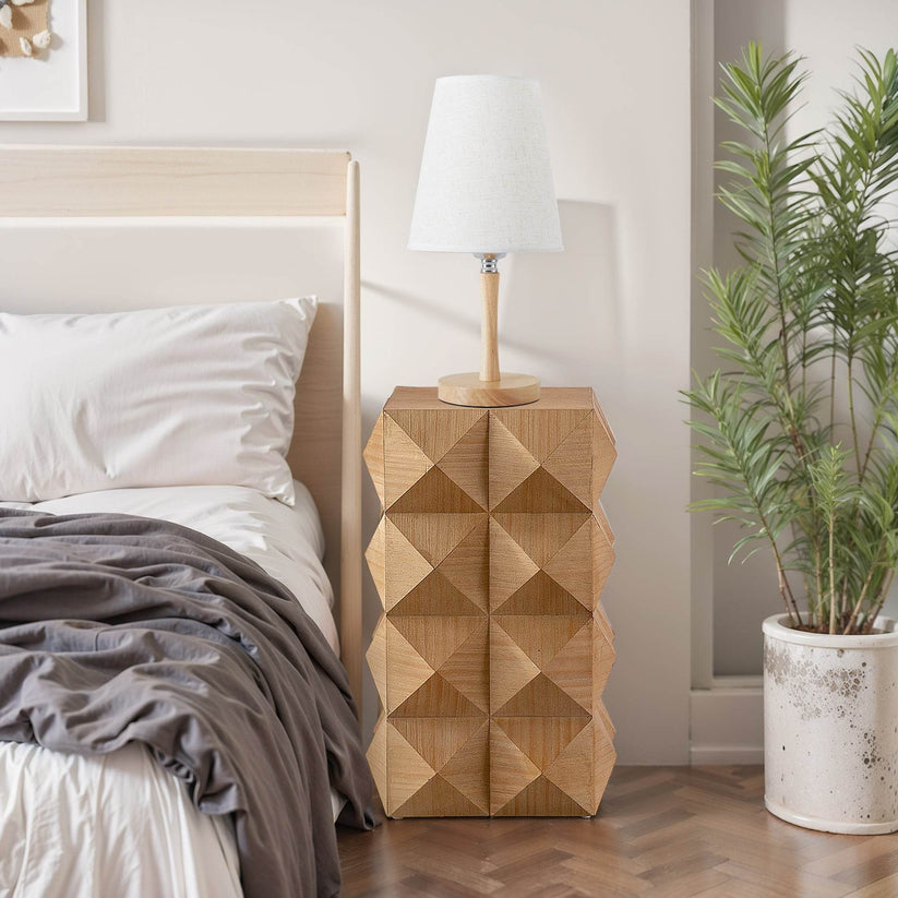Retro Wooden Side Table Bedroom Placement