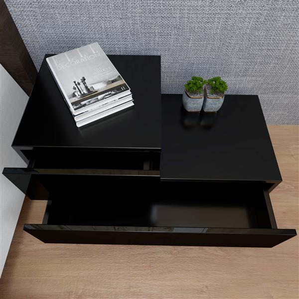 RGB LED 2-Drawer Nightstand End Table Black MLNshops]