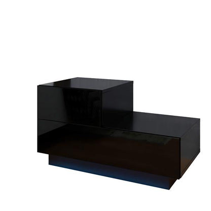 RGB LED 2-Drawer Nightstand End Table Black MLNshops]