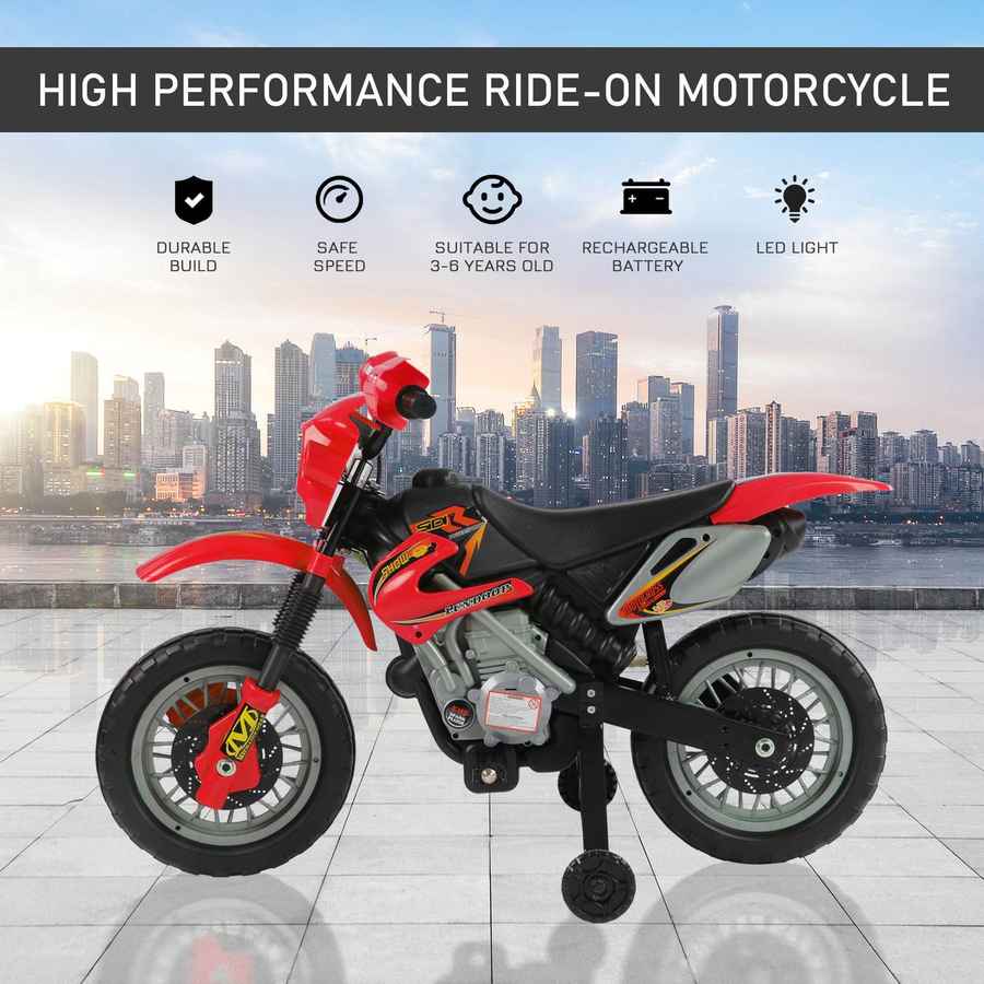 MLNshops kids electric dirt bike with training wheels - LED