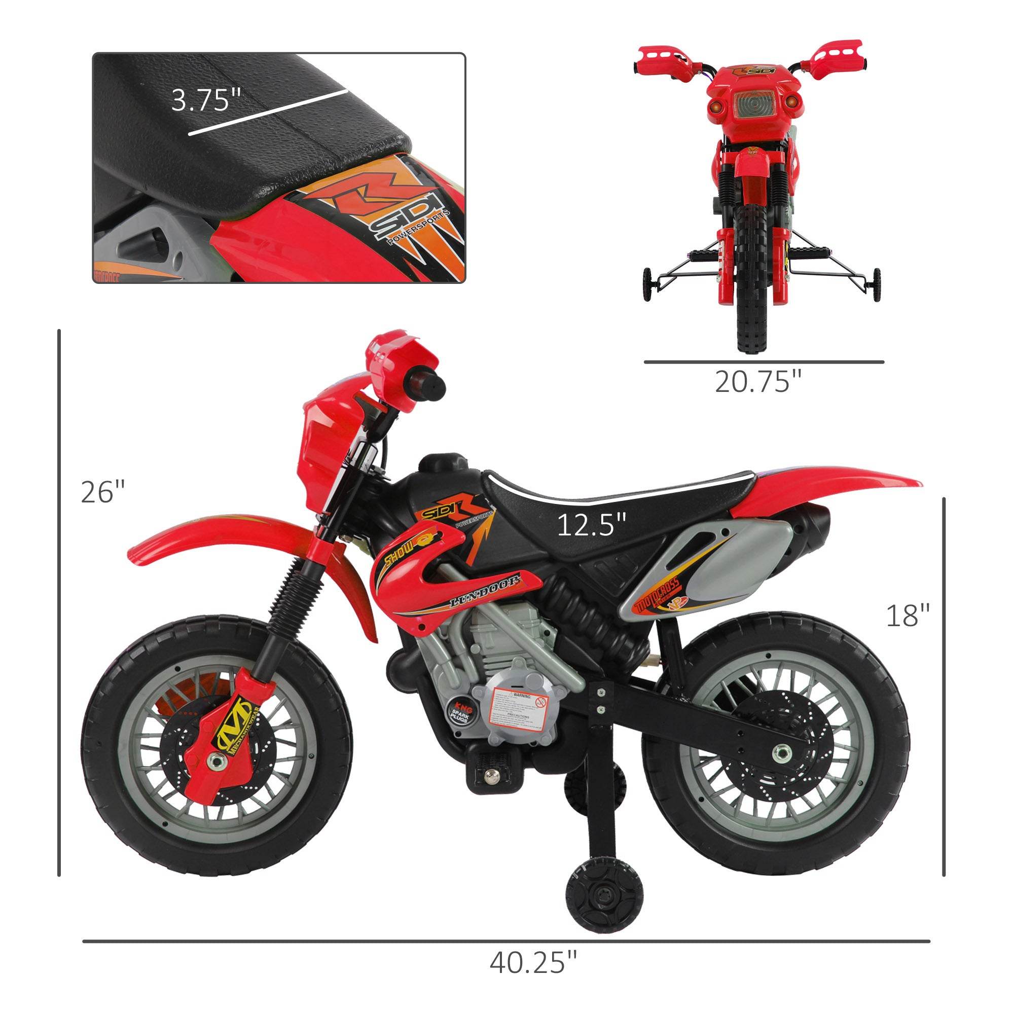 MLNshops kids electric dirt bike with training wheels - LED