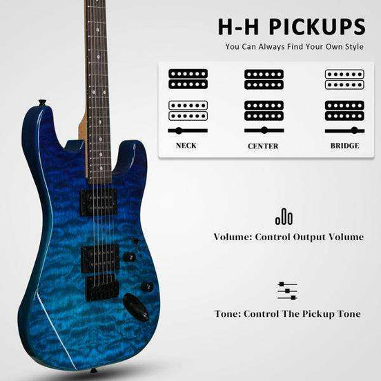 mlnshops 39 inch electric guitar for rock - Quilted Top