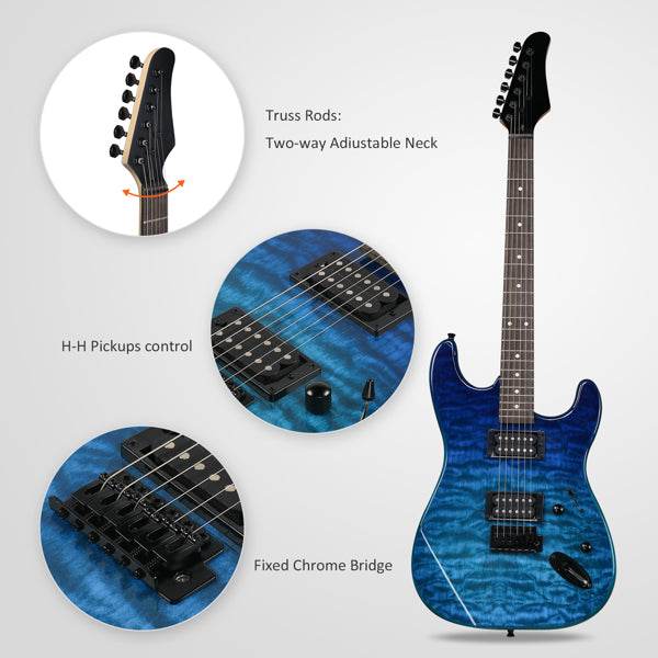 mlnshops 39 inch electric guitar for rock - Quilted Top