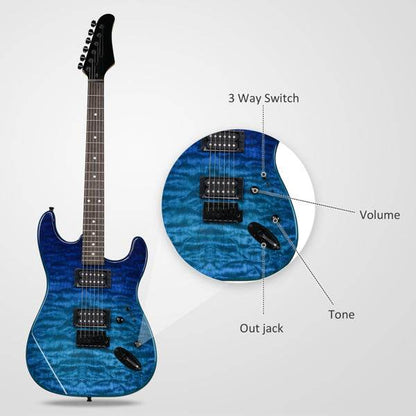 mlnshops 39 inch electric guitar for rock - Quilted Top
