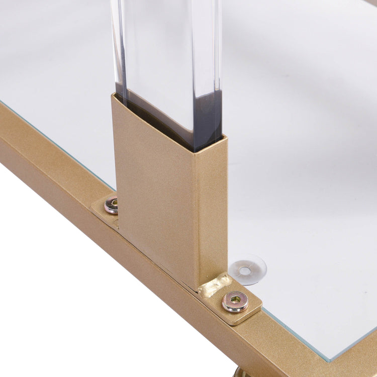 Rolling Sofa Side Table with Wheels - Gold Frame