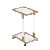 Rolling Sofa Side Table with Wheels - Gold Frame