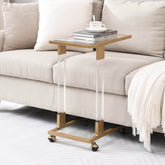 Rolling Sofa Side Table with Wheels - Gold Frame