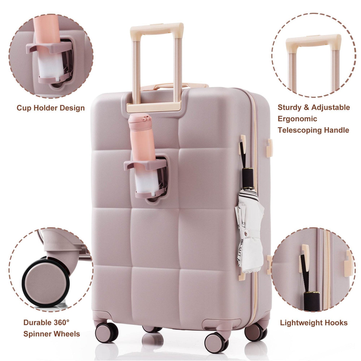 MLNshops Rosybrown Luggage Set - Durable 3-Piece Travel Bags