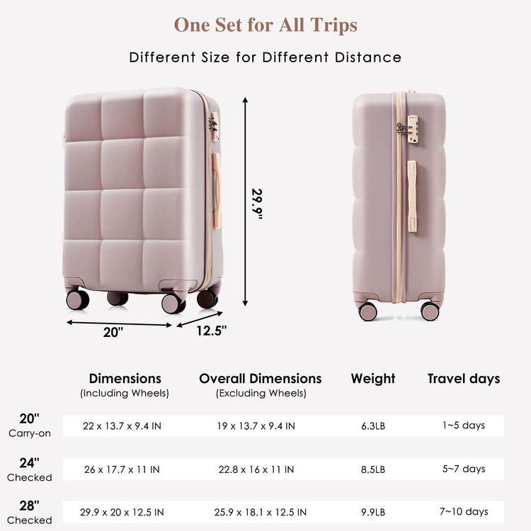 MLNshops Rosybrown Luggage Set - Durable 3-Piece Travel Bags