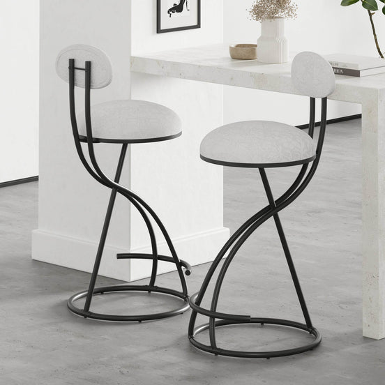 MLNshops Round Bar Stools Set of 2 with Backrest - Stylish & Comfortable