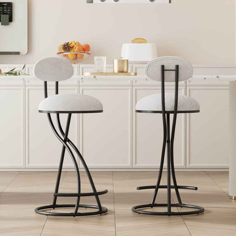 MLNshops Round Bar Stools Set of 2 with Backrest - Stylish & Comfortable