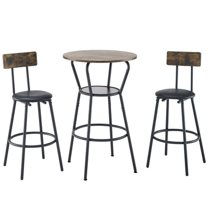 MLNshops Rustic Bar Table and Stools Set - Modern Dining