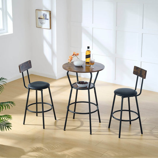 MLNshops Rustic Bar Table and Stools Set - Modern Dining - MLNshops