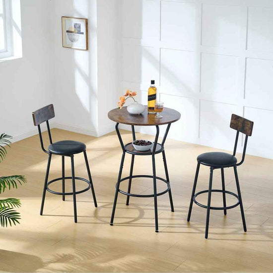 MLNshops Rustic Bar Table and Stools Set - Modern Dining Default