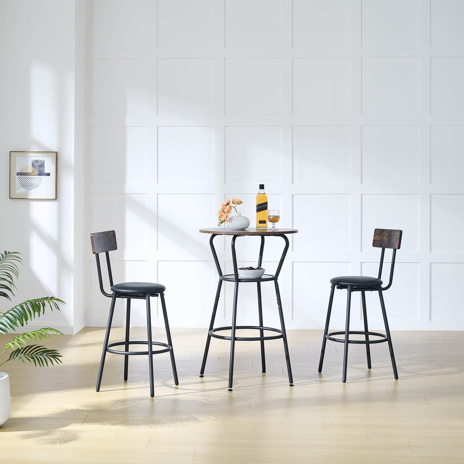 MLNshops Rustic Bar Table and Stools Set - Modern Dining