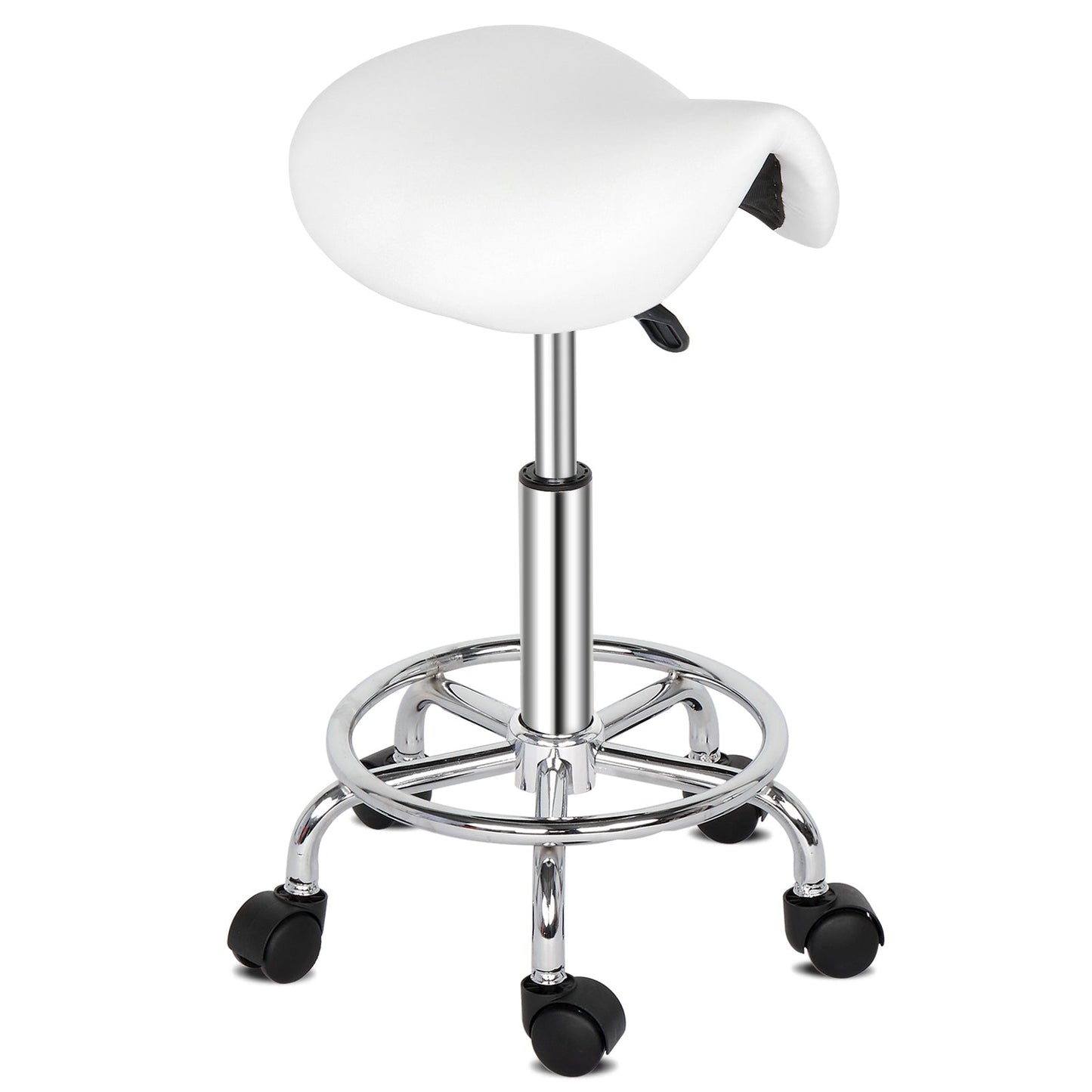 Saddle Stool Feet Rotation Bar Stool White MLNshops]