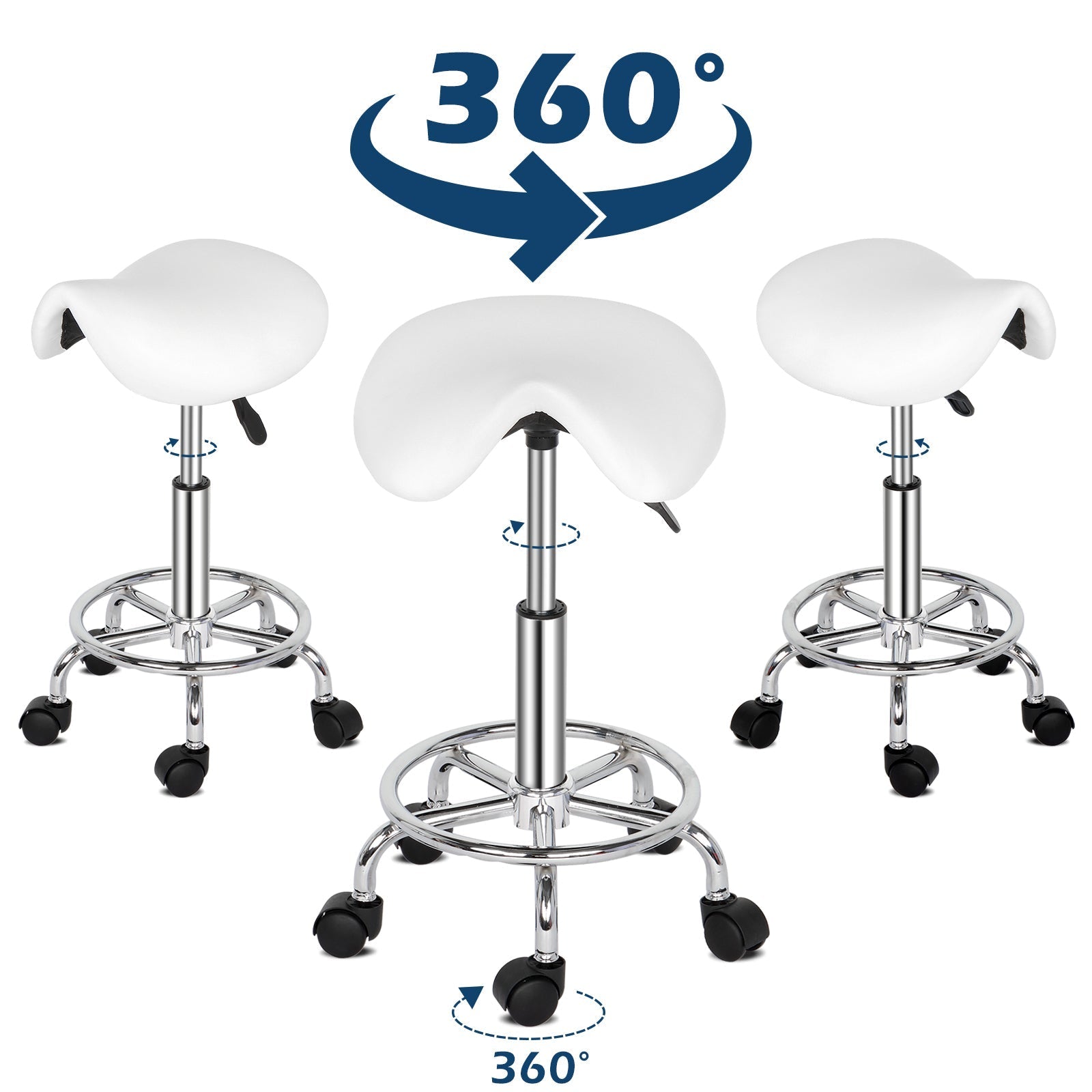 Saddle Stool Feet Rotation Bar Stool White MLNshops]