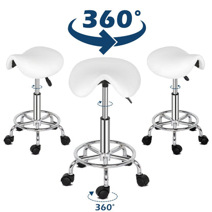 Saddle Stool Feet Rotation Bar Stool White MLNshops]