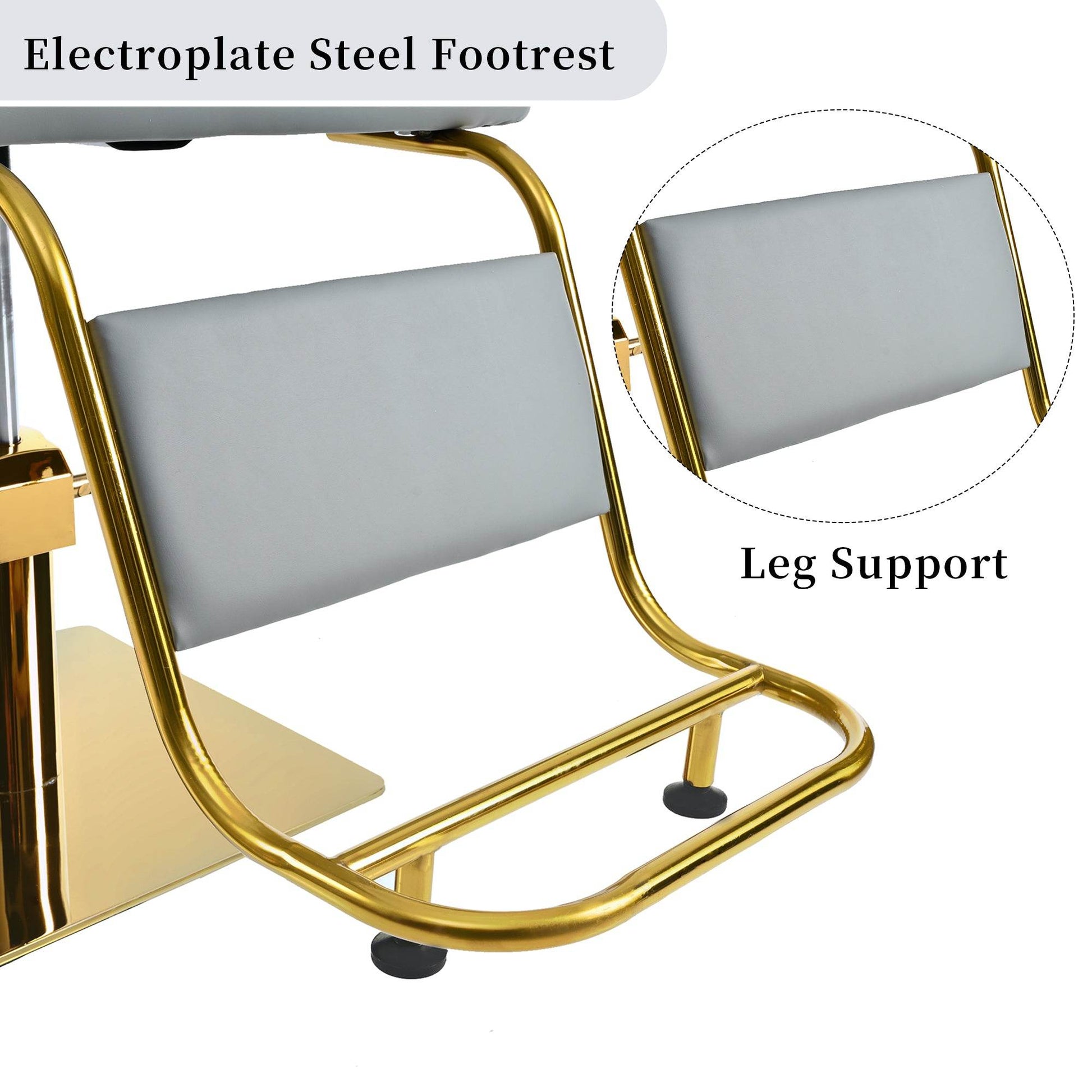MLNshops gray salon barber chair hydraulic-Padded Gold Base