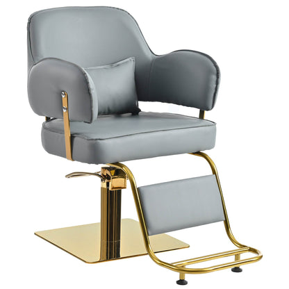 MLNshops gray salon barber chair hydraulic-Padded Gold Base Default