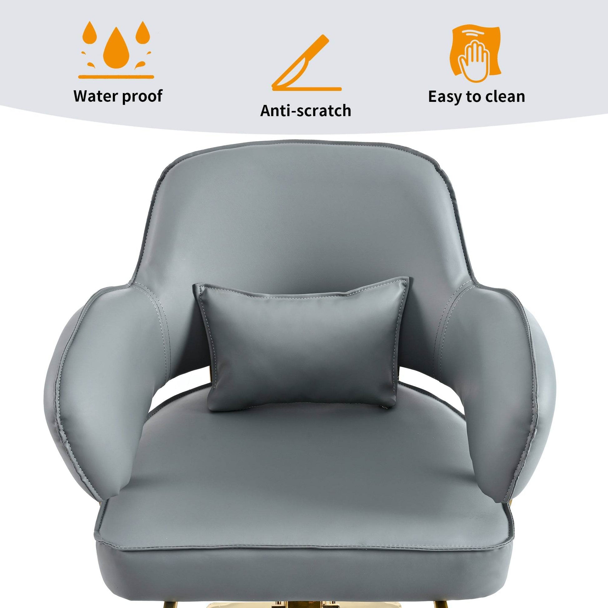 MLNshops gray salon barber chair hydraulic-Padded Gold Base
