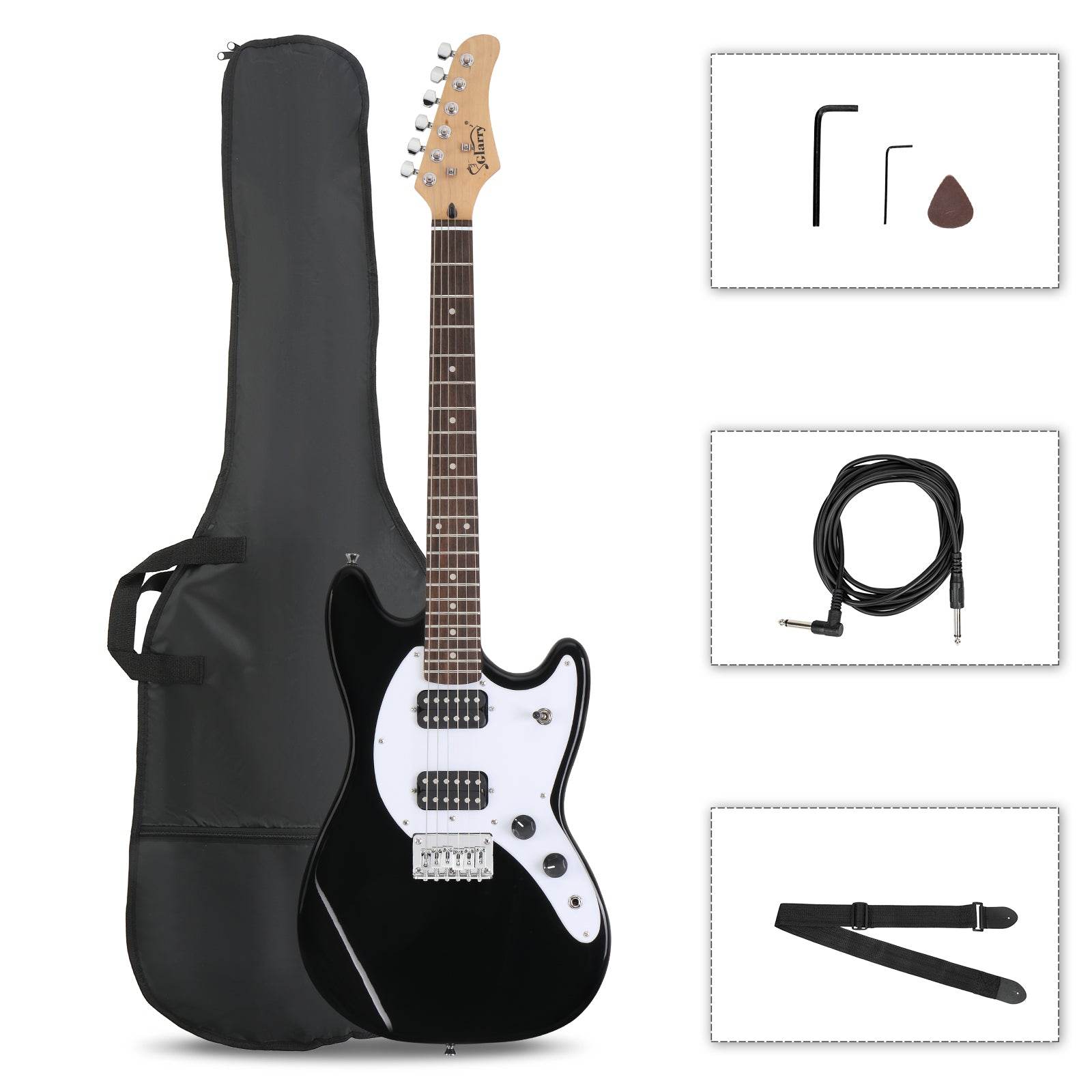 mlnshops 6 string H-H pickups guitar black - Starter Pack Default Title