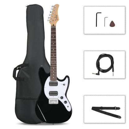 mlnshops 6 string H-H pickups guitar black - Starter Pack Default Title