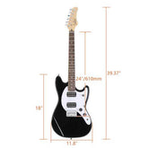 mlnshops 6 string H-H pickups guitar black - Starter Pack