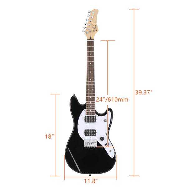 mlnshops 6 string H-H pickups guitar black - Starter Pack