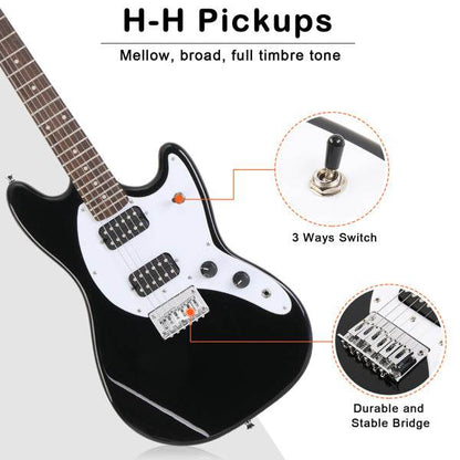 mlnshops 6 string H-H pickups guitar black - Starter Pack