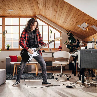 mlnshops 6 string H-H pickups guitar black - Starter Pack