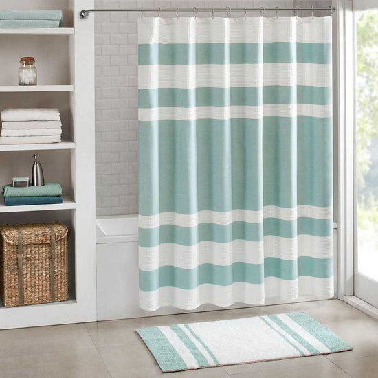 MLNshops 3M treated shower curtain - Aqua Stripe, Easy-Care Default