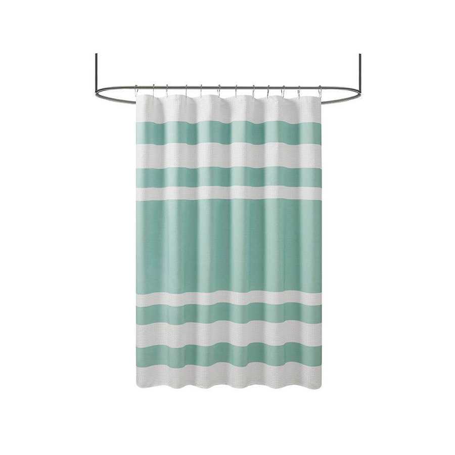 MLNshops 3M treated shower curtain - Aqua Stripe, Easy-Care