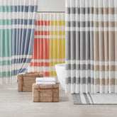 MLNshops 3M treated shower curtain - Aqua Stripe, Easy-Care