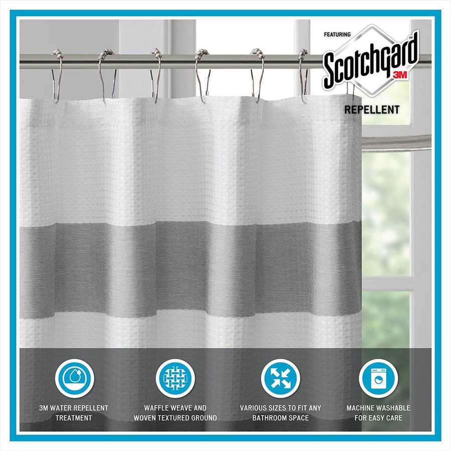 MLNshops 3M treated shower curtain - Aqua Stripe, Easy-Care