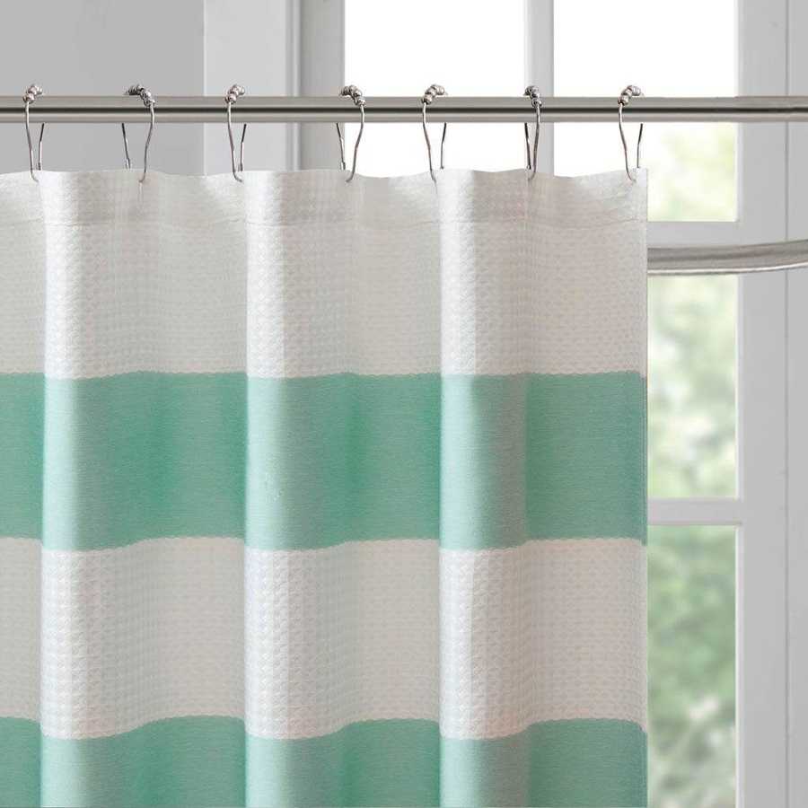 MLNshops 3M treated shower curtain - Aqua Stripe, Easy-Care