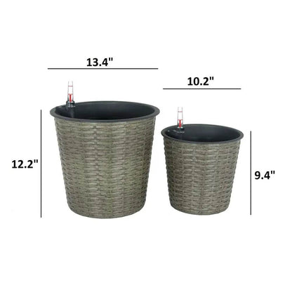 MLNshops Self-Watering Wicker Planter Set