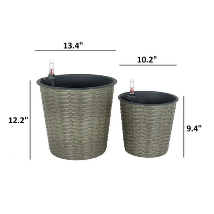 MLNshops Self-Watering Wicker Planter Set