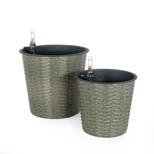 MLNshops Self-Watering Wicker Planter Set