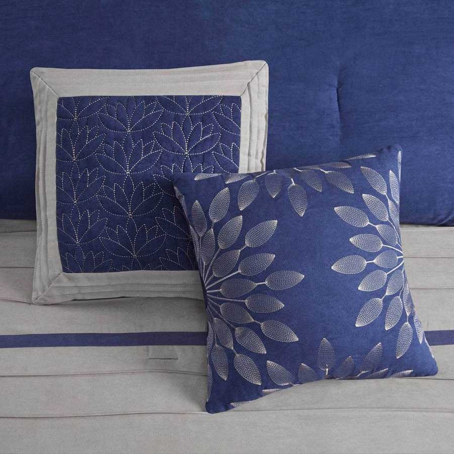 MLNshops 7 piece luxury bedding set California King Navy Set