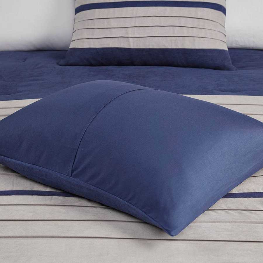 MLNshops 7 piece luxury bedding set California King Navy Set
