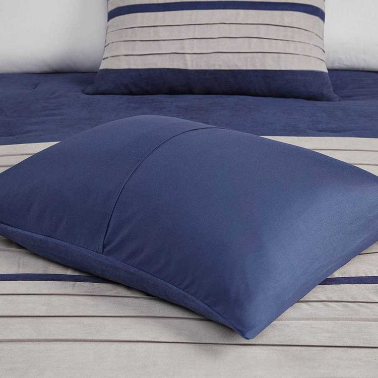 MLNshops 7 piece luxury bedding set California King Navy Set