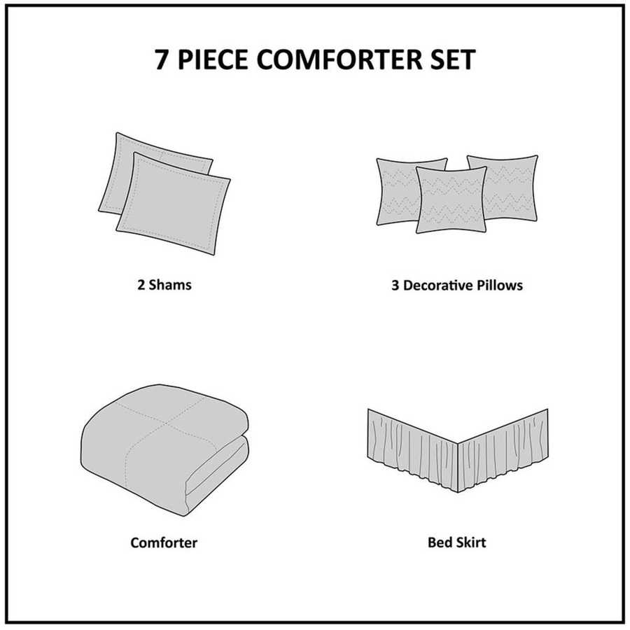 MLNshops 7 piece luxury bedding set California King Navy Set