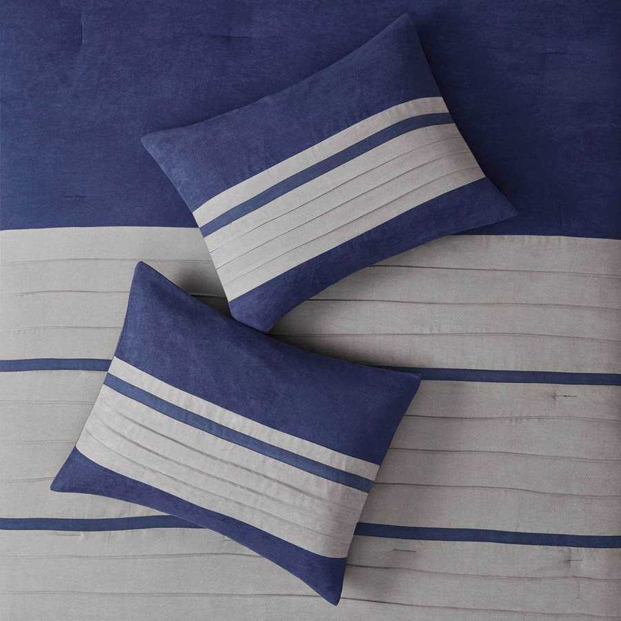 MLNshops 7 piece luxury bedding set California King Navy Set