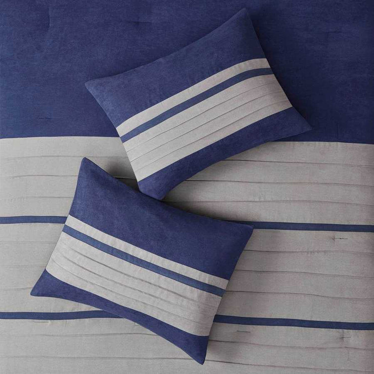 MLNshops 7 piece luxury bedding set California King Navy Set