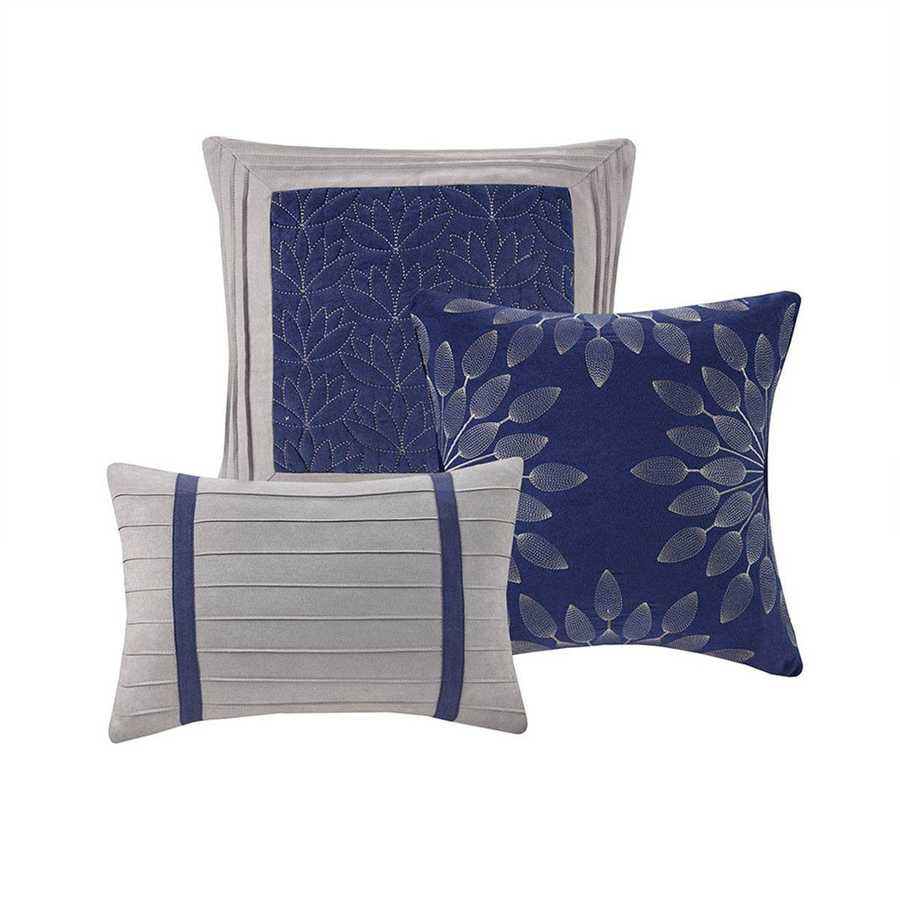 MLNshops 7 piece luxury bedding set California King Navy Set