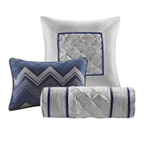 MLNshops Navy Luxury 7 piece tufted bedding set