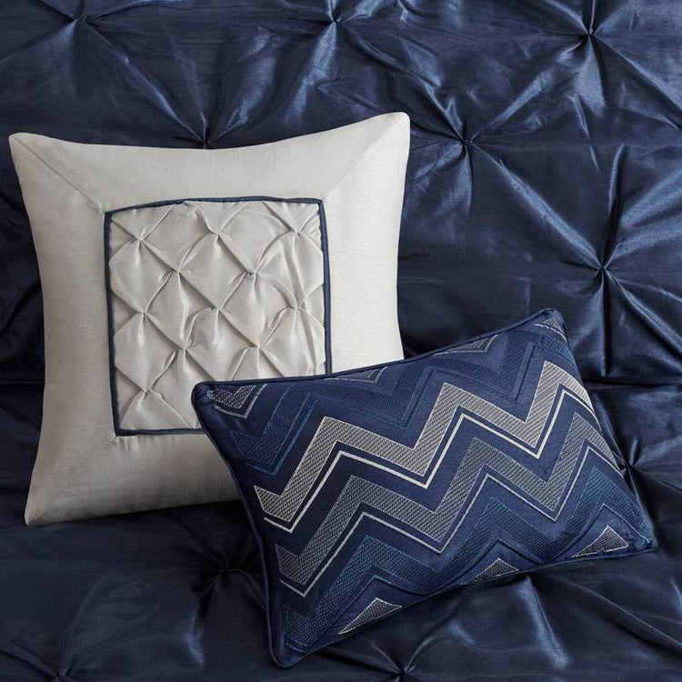 MLNshops Navy Luxury 7 piece tufted bedding set