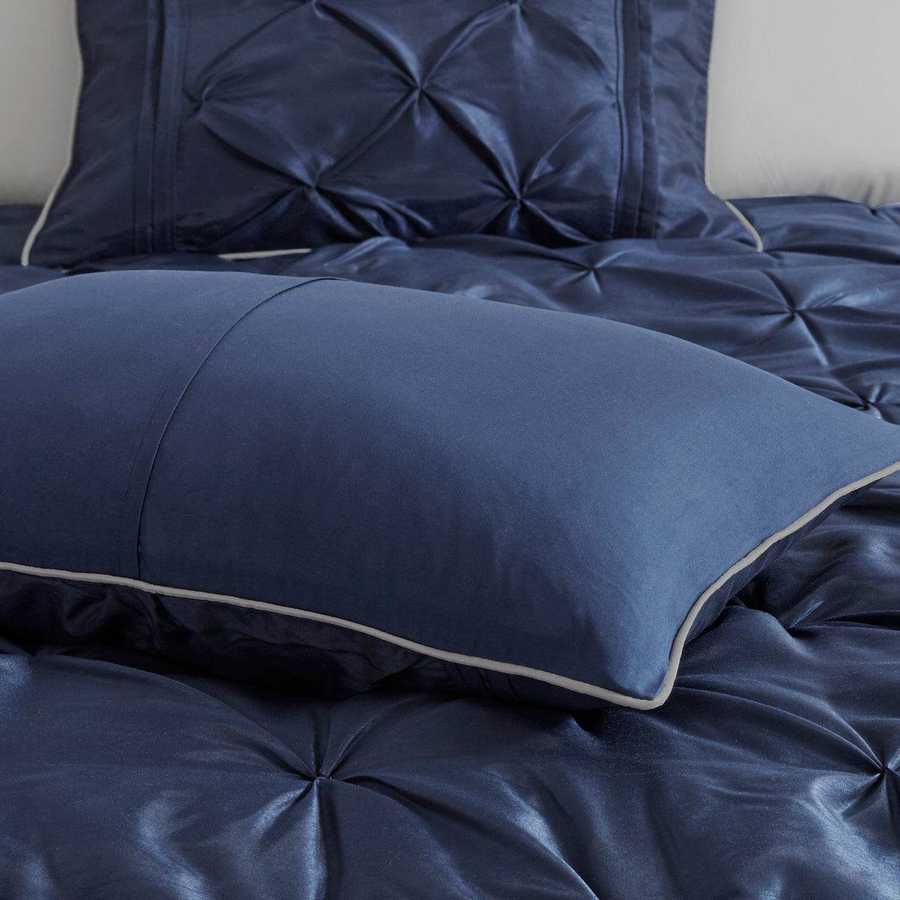 MLNshops Navy Luxury 7 piece tufted bedding set